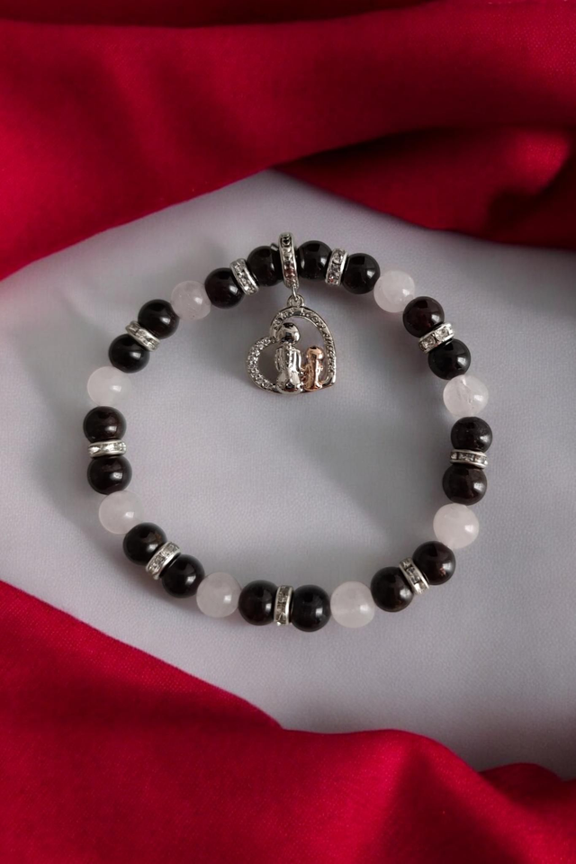 Bracelet Pandolith Grenat et Quartz rose