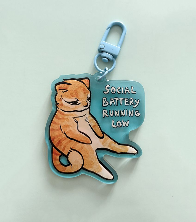 Social Battery Running Low Cat Charm