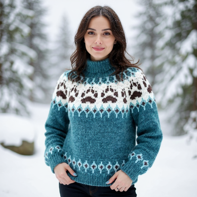 Wilderness Sweater Kit - Col 02 (Teal Álafosslopi) - Wool & Pattern - Linka Neumann