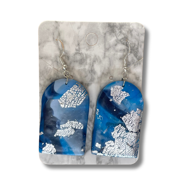 Blue marble arch earrings