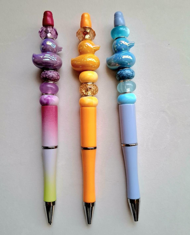 Beaded pens with duck charm 