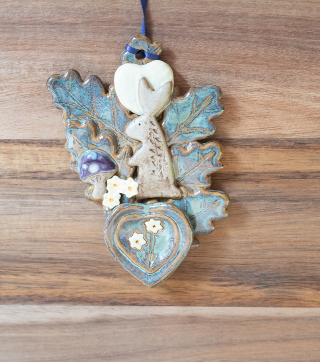 Llanddwyn LoveSpoon - Rabbit / Hare on Oak Leaves