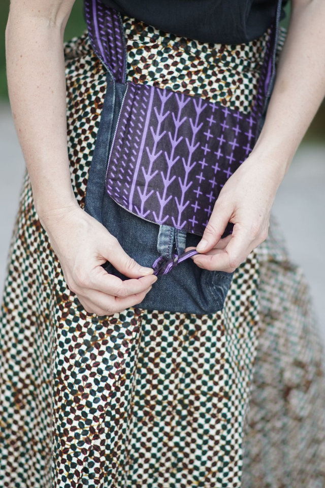 Sacoche NDANGANE - Jean recyclé et wax | Création unique