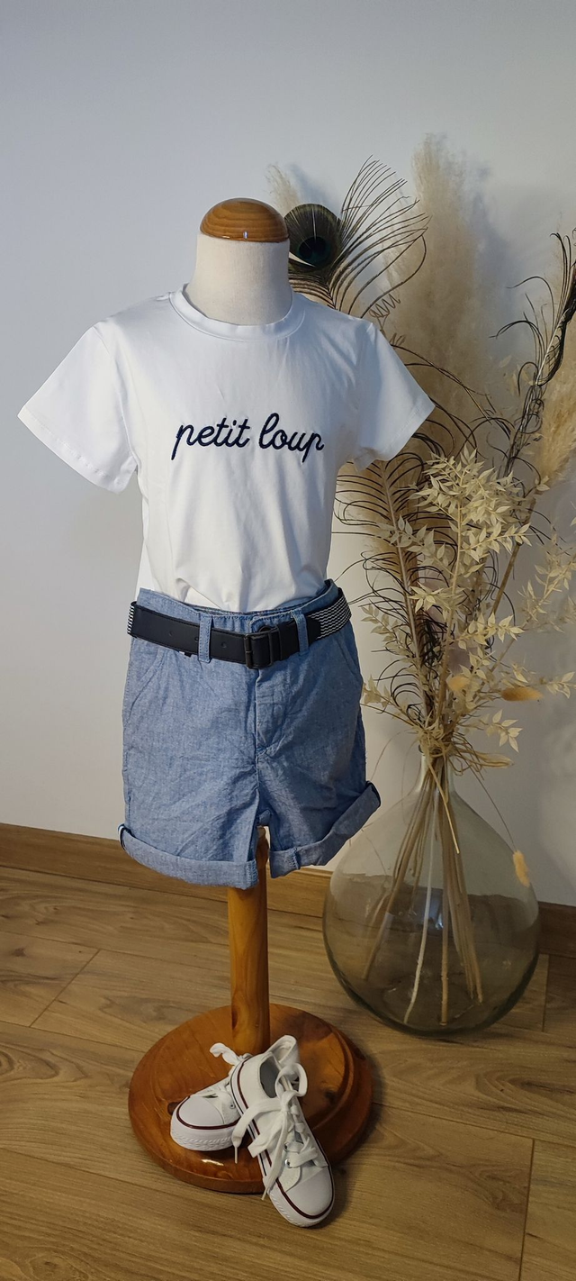Short chino bleu avec ceinture