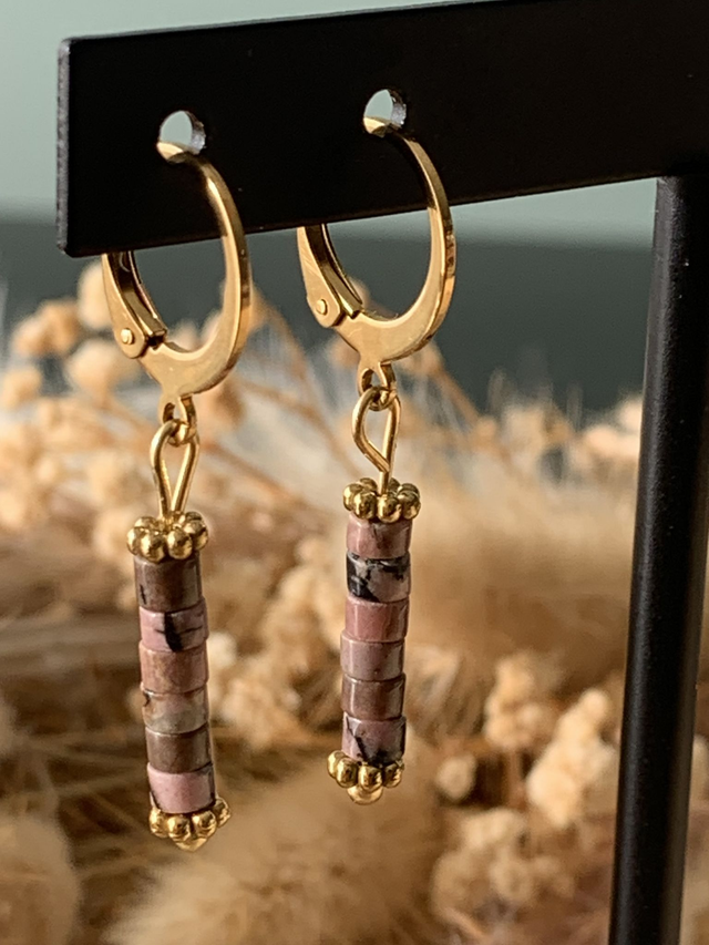 Boucles d'oreilles Rosamaria Marbre brun/rose