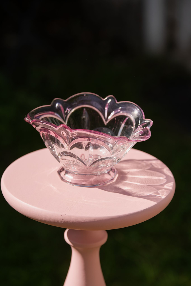Corbeille en verre dégradé rose pâle 🌷
