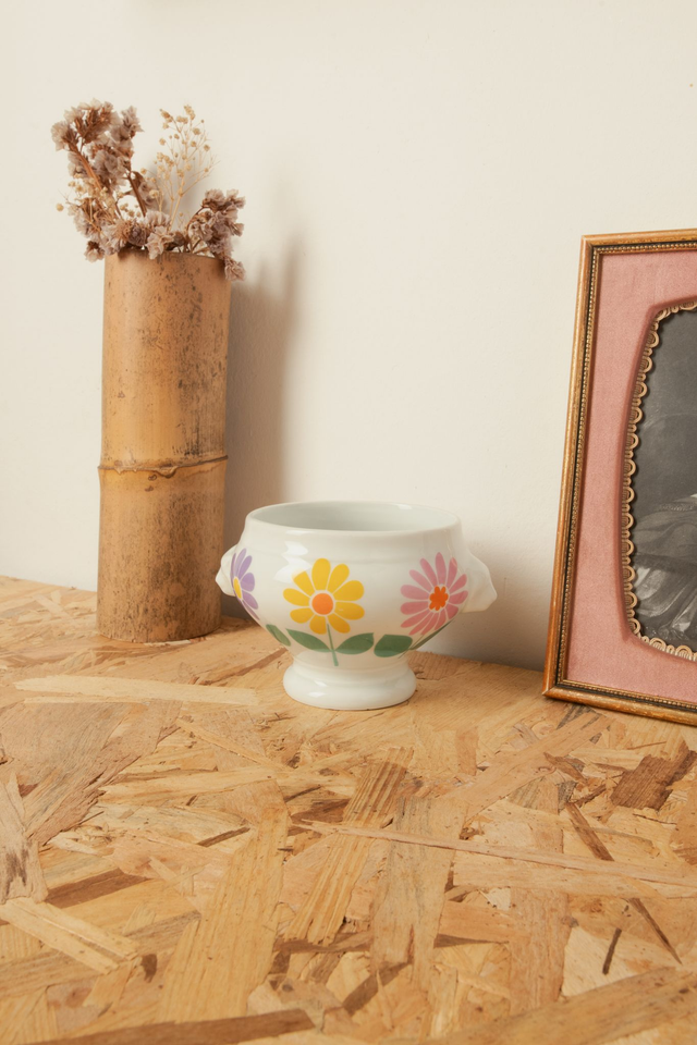 Bol à oreilles en porcelaine, motifs fleurs ✨