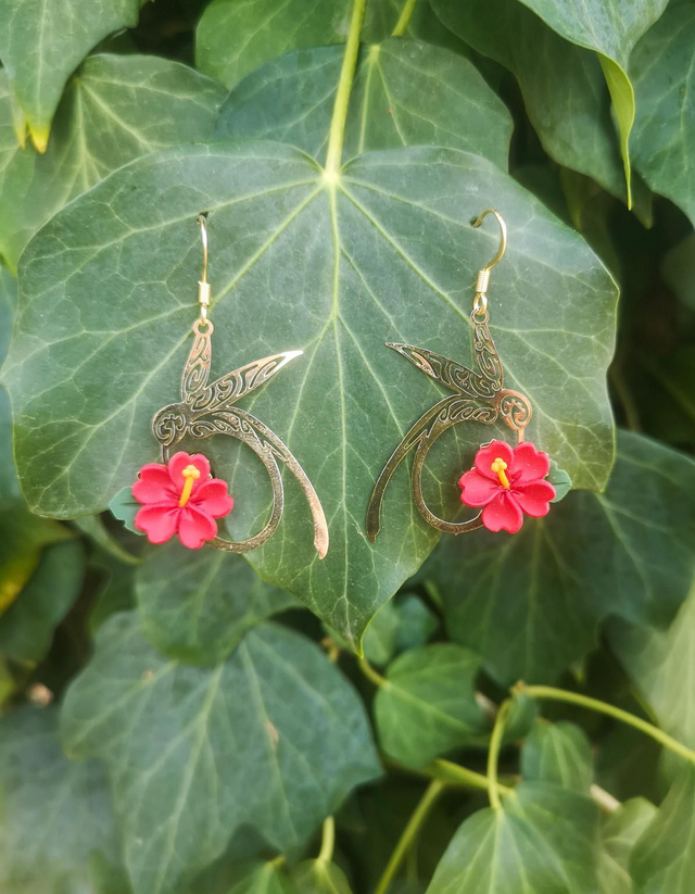 Collection Florale Pétale pourpre - Boucles d'oreilles Florence