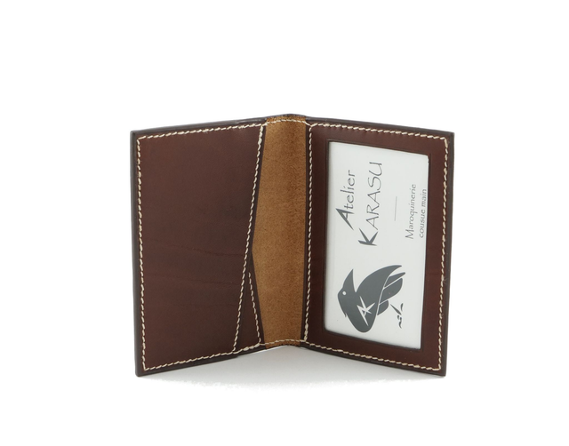 Porte-Cartes MADO Marron Foncé Fil Blanc