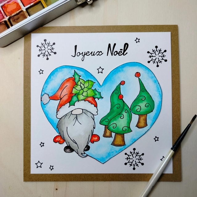 Carte de Noël gnome 