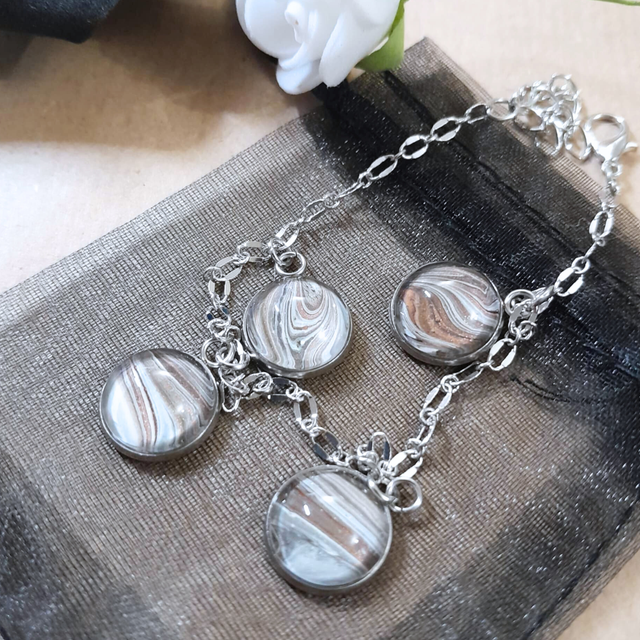 MOSAIQUE TERRESTRE - Bracelet chaîne - Cuivre brun et blanc