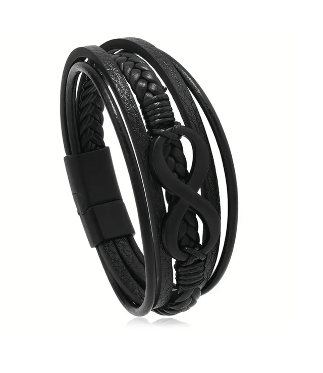 Bracelet homme cuir " Infini " Noir