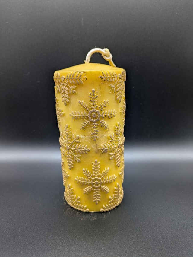 Ornate Gilded Snowflake Beeswax Candle Large