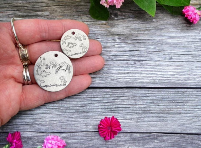 Dinosaur themed personalised pet ID tag/keyring