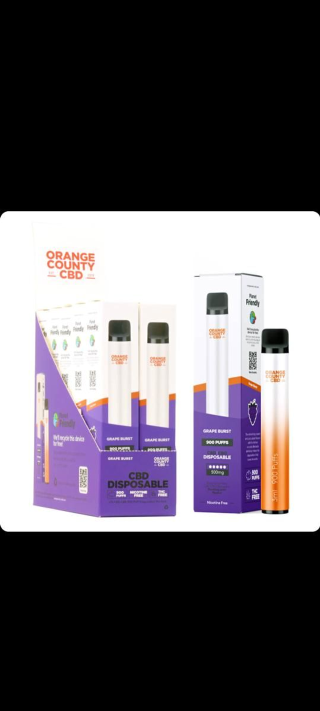 Orange County CBD 3ml Disposable Vape Pen 250 CBD + 250mg CBG Grape Burst