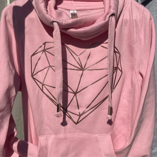 Geometric Heart Cross Neck Hoodie | Tambas Prints