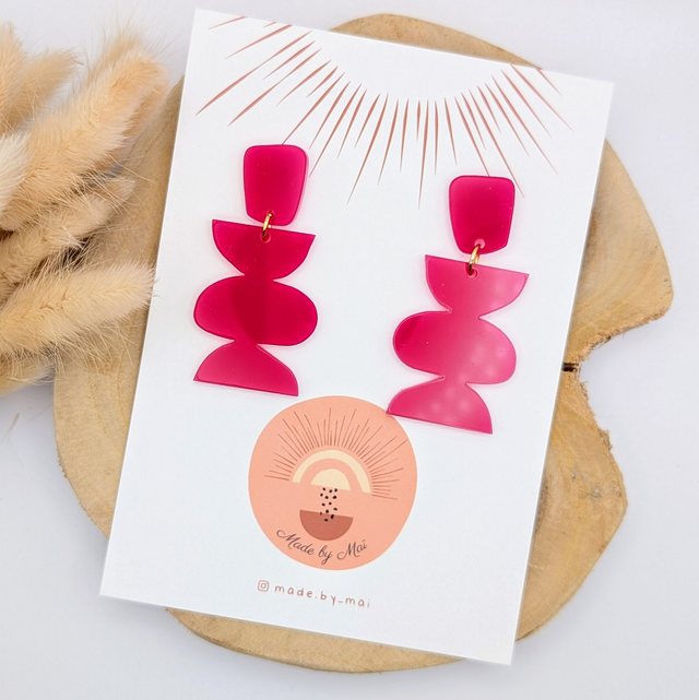 Boucles d'oreilles roses en plexi