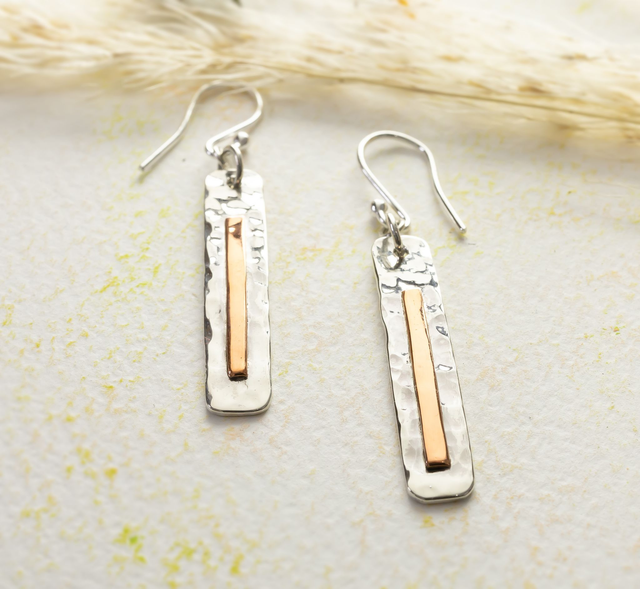 Pendientes Rústicos de plata 925, cobre y oro*