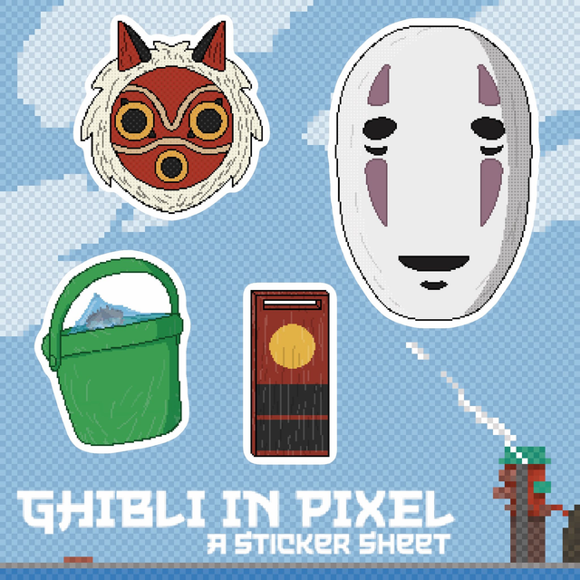 Ghibli In Pixel: A Sticker Sheet