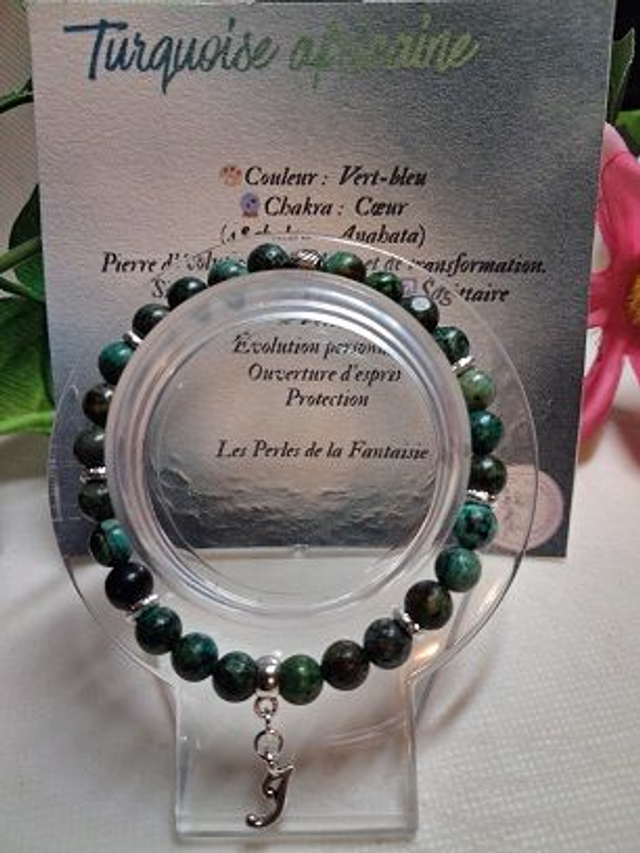 Bracelet en Turquoise Africaine + carte chakra incluse