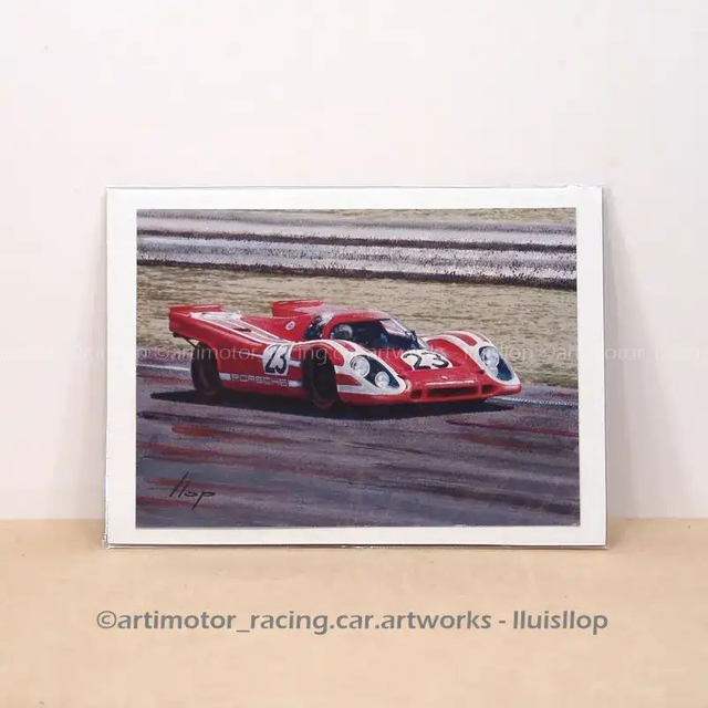 Artimotor prints - lito 13x18 / lito paspartú A4 1970 Porsche 917 K Hermann-Atwood 1º Le Mans