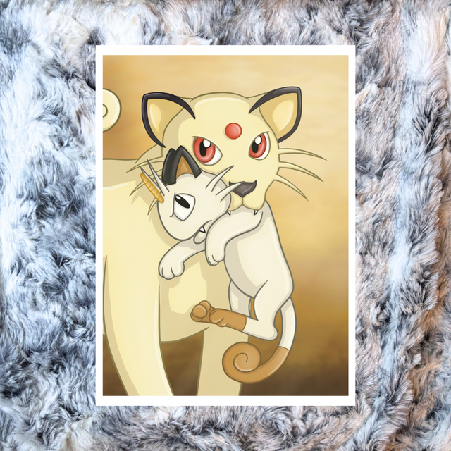 Persian &amp; Meowth Pokemon Fanart A5 Print