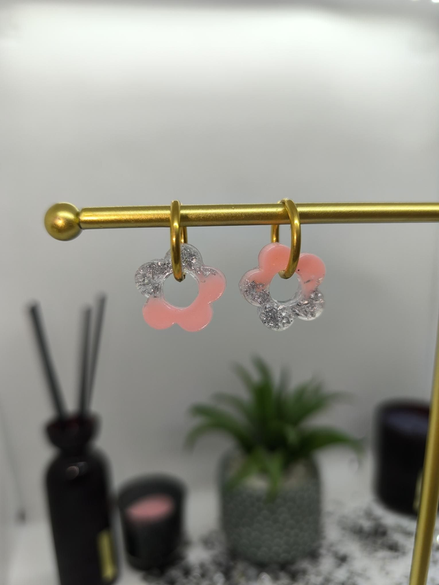 Pampilles interchangeables bicolore rose et argenté 