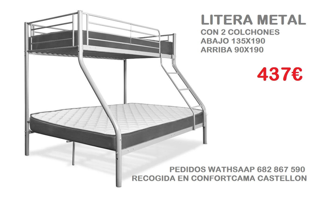 Litera metálica familiar 135 + 90 + colchones