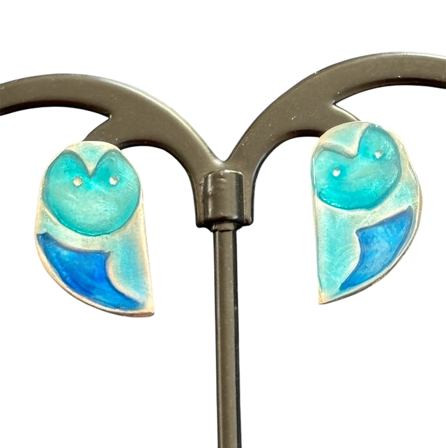 CHOUETTES BLEUES  en argent écologique  