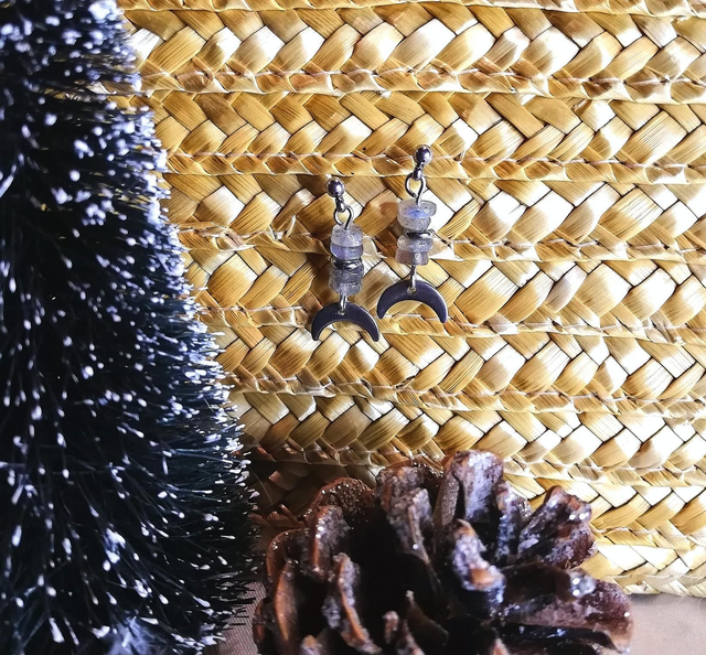 Boucles D&#039;oreilles Luna Ora labradorite 