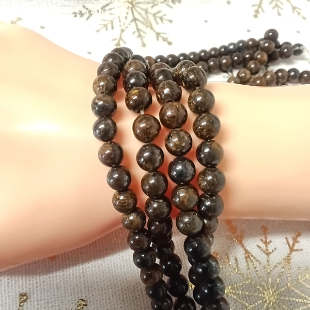 Bronzite / Fil de Perles en 6 mm / Boules en Pierres Naturelles Rondes et Polies