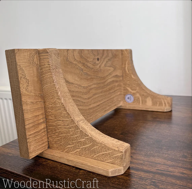 Traditional Oak Shelf with Wooden Brackets