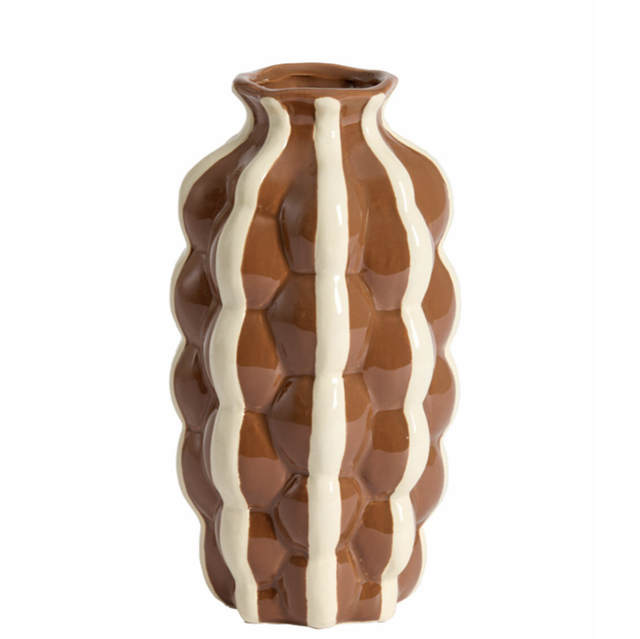 ZENELI brown+cream - Vase deco Ø15x28 cm 