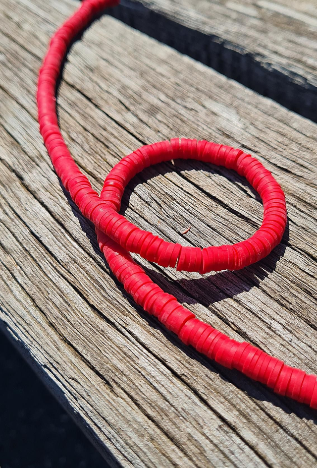 Perles heishi en perles polymère (Fimo) 6mm rouge