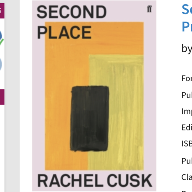 Second Place - Rachel Cusk