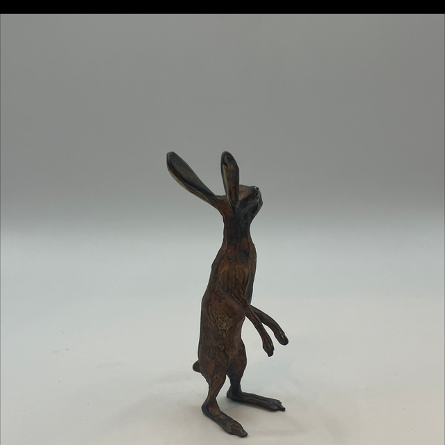 Michael Storey Bronze Standing Hare Sculpture
