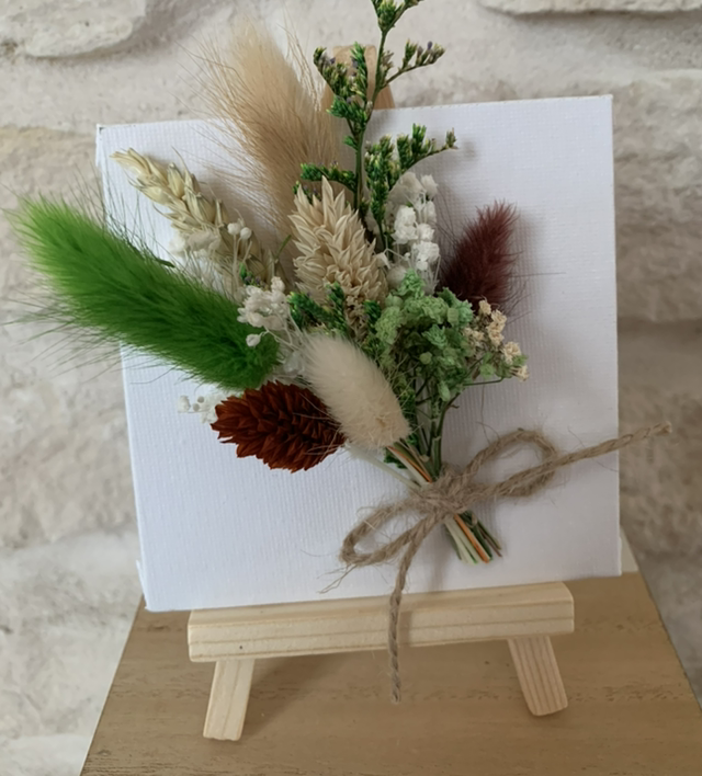 Mini tableau et bouquet vert