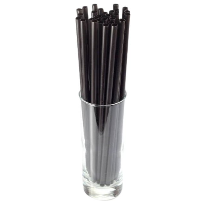 50 Stk. MEHRWEG FLASCHEN Trinkhalme 6,5x280mm schwarz