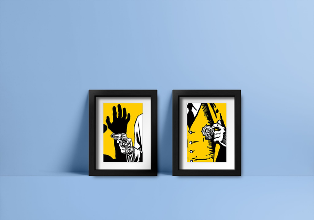 I fought the law and the law won, Diptyque en édition limitée, sérigraphie artisanale | comic book, pop art, decoration, detective, police Active