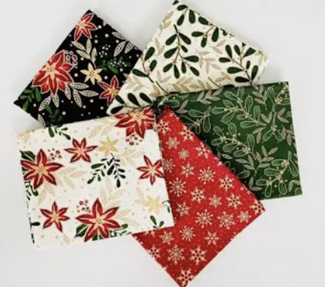 The Craft Cotton Co Traditional Poinsettia Fat Quarter Pack