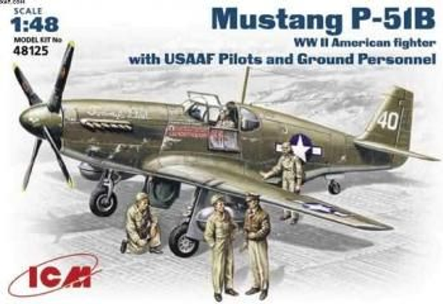 icm 1:48 mustang p51b with usaaf pilots and ground crew