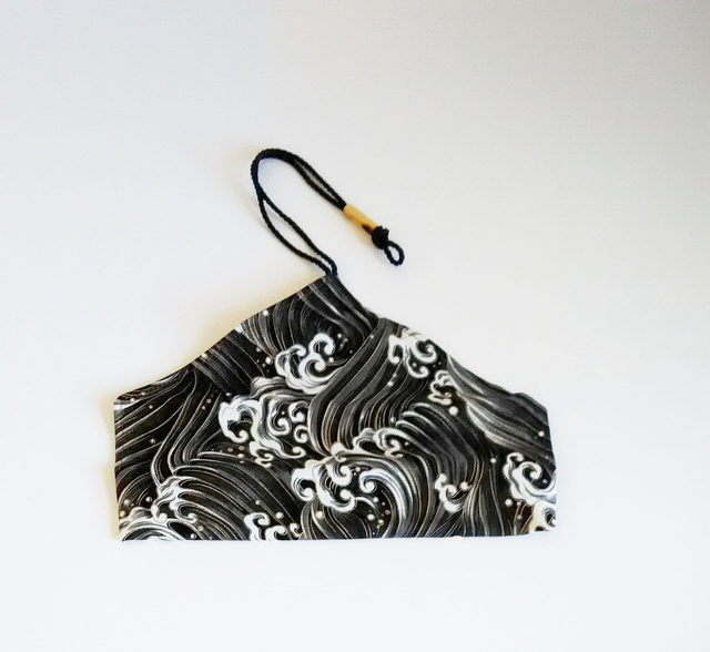 Roll Cover for Chopsticks and Cutlery, Cotton Roll Cover Folder, Gift for Men and Women, Black Wave Pattern