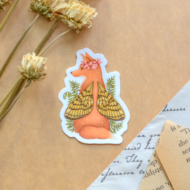 &quot;Fairy Fox&quot; vinyl sticker