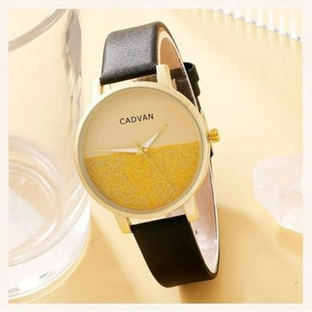 montre femme bracelet cuir noir