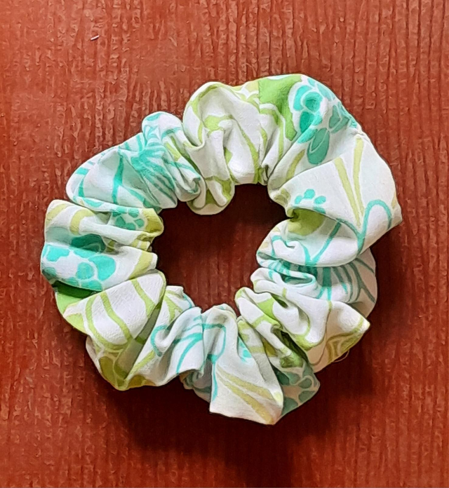 Chouchou S fleurs vertes/turquoise