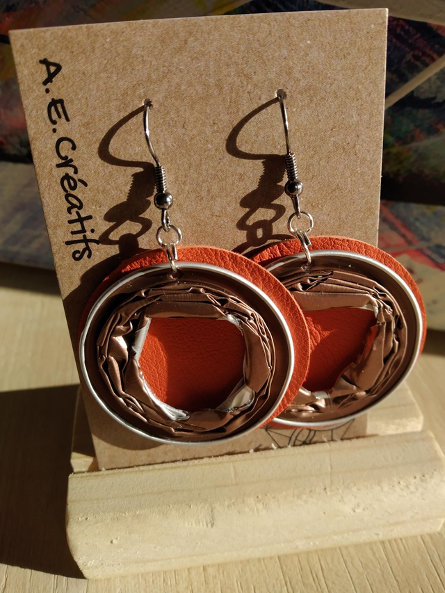 Boucles D&#039;oreilles Recyclé Cuir 