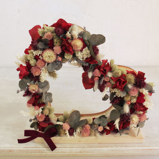 CL398COR-CORAZÓN FLORES PRESERVADAS.  27cm