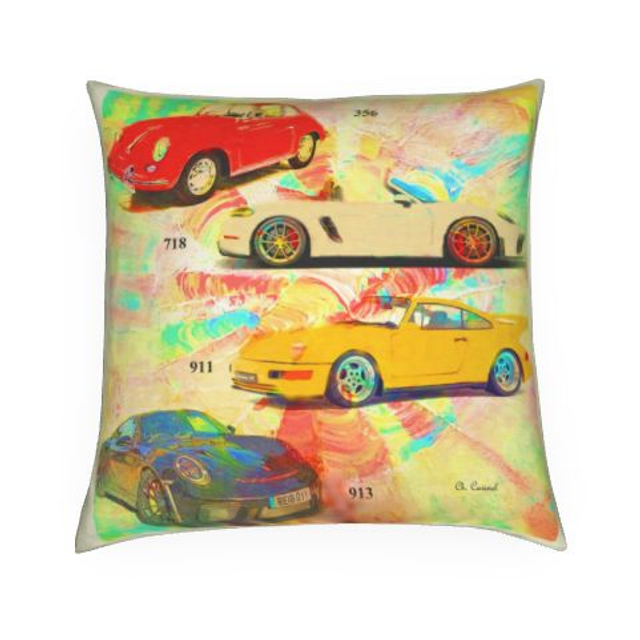 Coussin Voitures Porsche 30x30 en velours doux