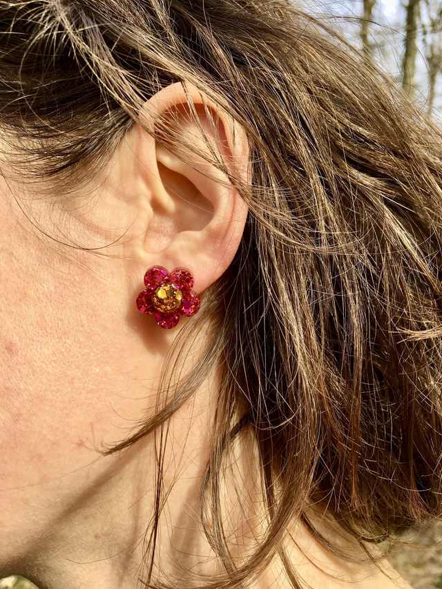 Puces fleurs - magenta