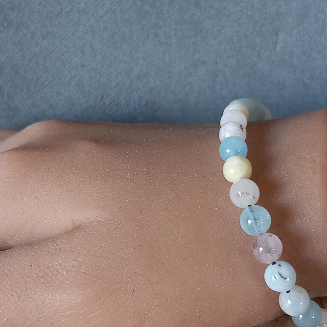 Bracelet ajustable en Morganite multicolore